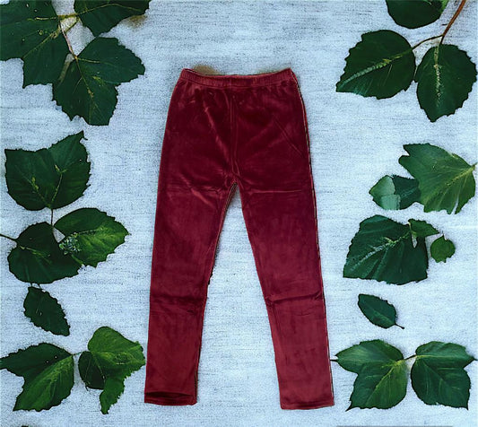 MarsX-Female Maroon Shiny Velvet Legging