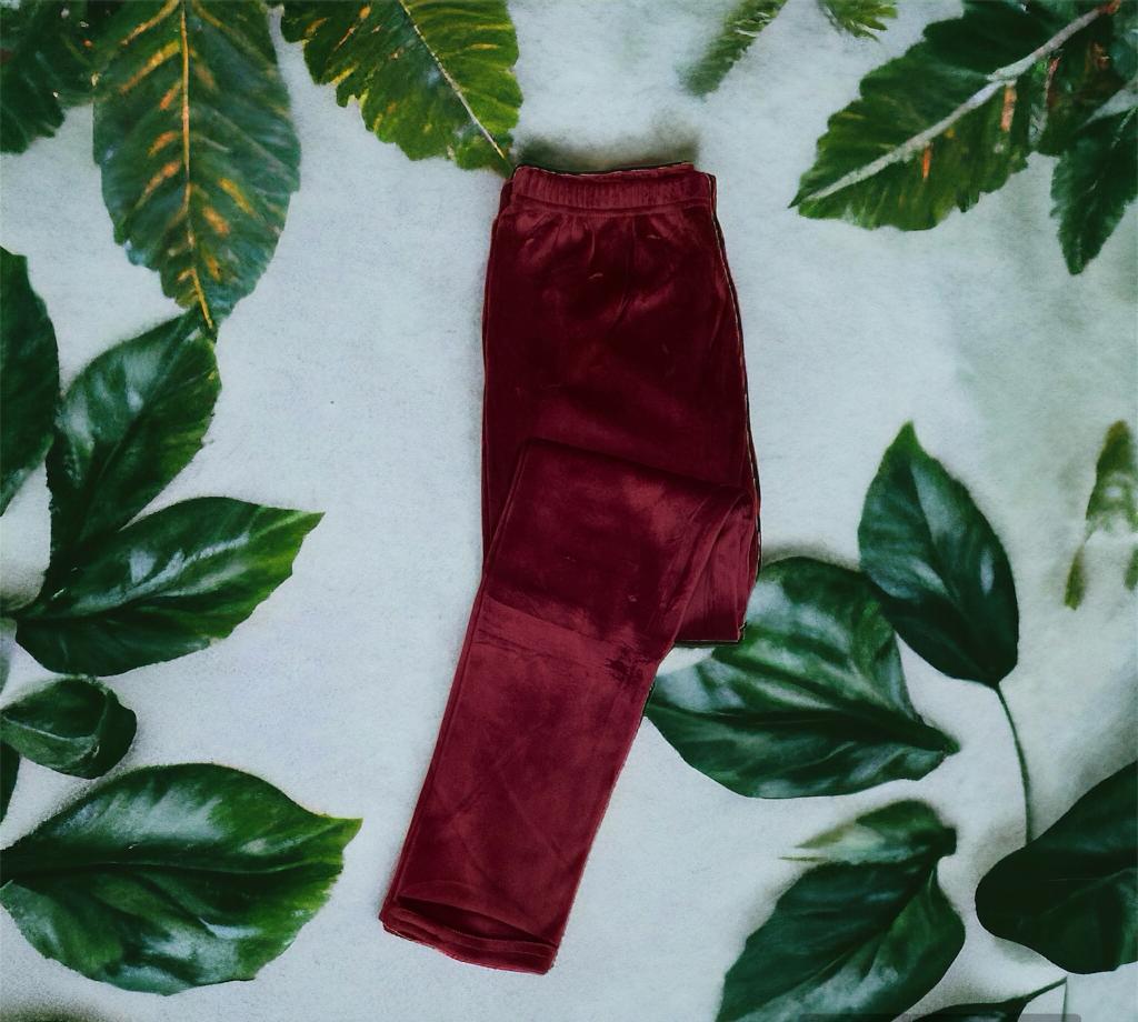 MarsX-Female Maroon Shiny Velvet Legging