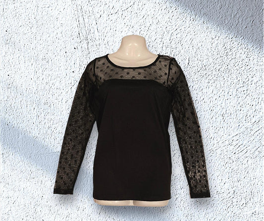 MarsX-Female Black Net Top