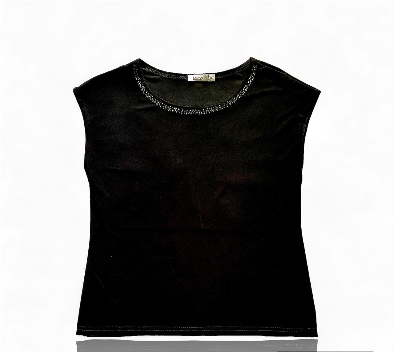 MarsX-Female Black Sleeve-less Short Top