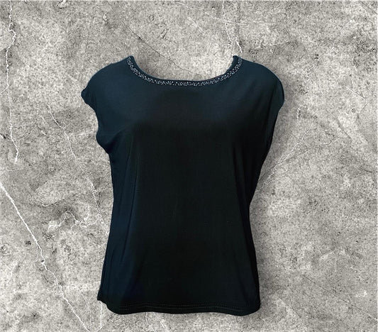 MarsX-Female Black Sleeve-less Short Top