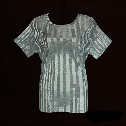 MarsX-Female Sea-Green Half-Sleeve Shiny Top