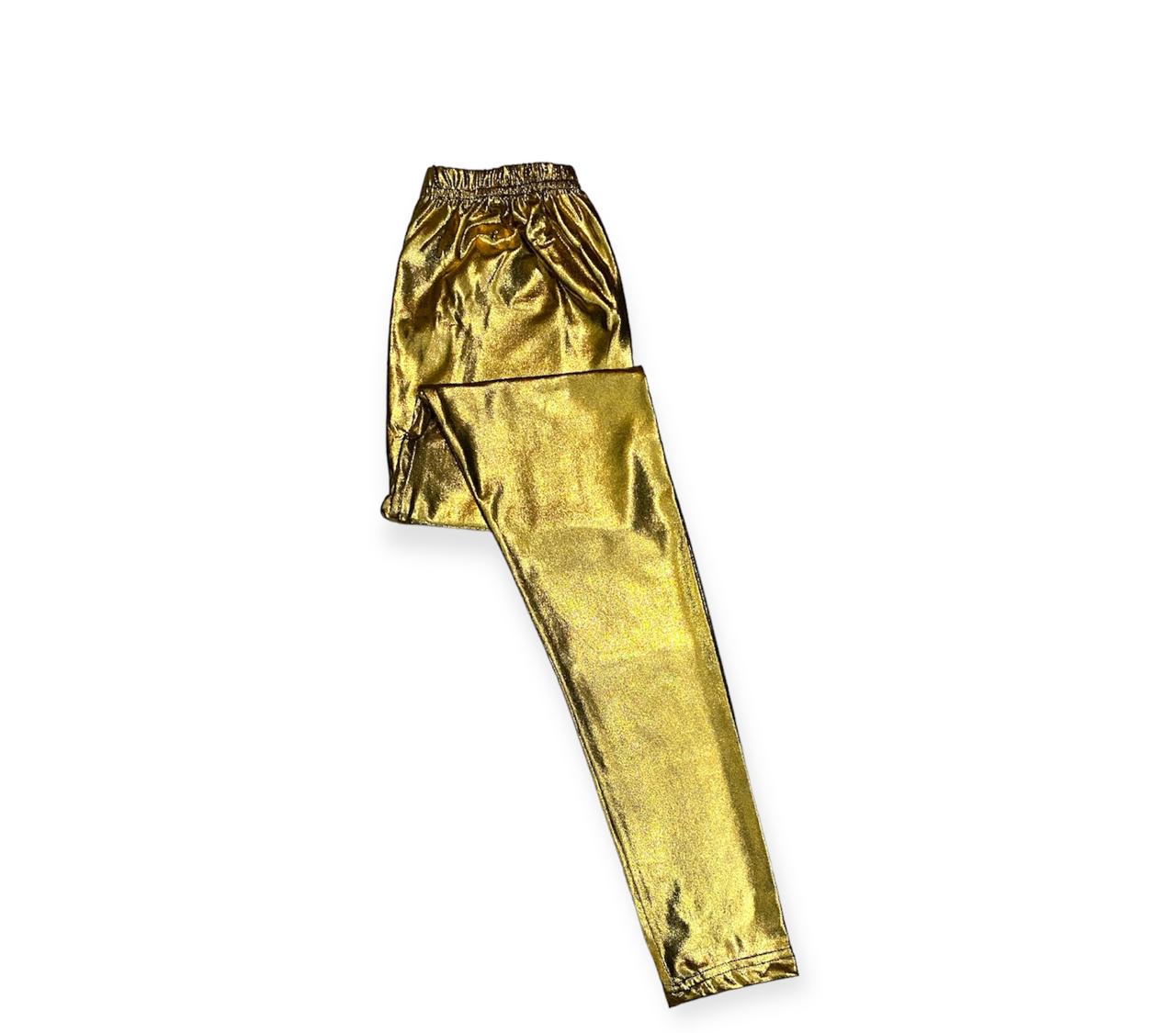 MarsX-Female Golden Metallic  Shiny Leggings