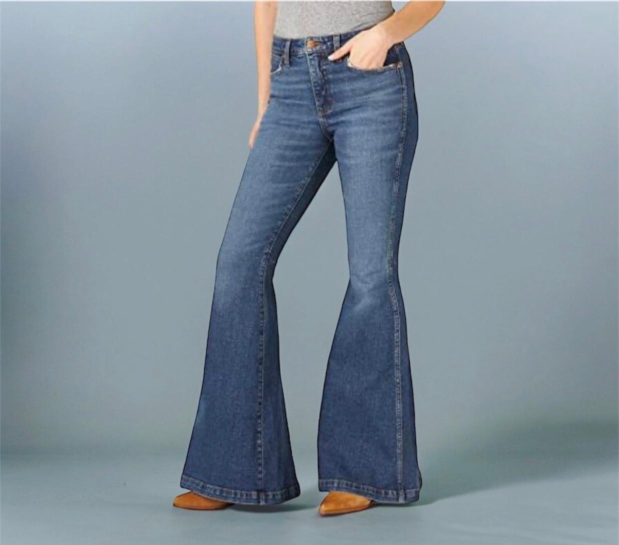 Female Navy-Blue Bell-Bottom Jeans